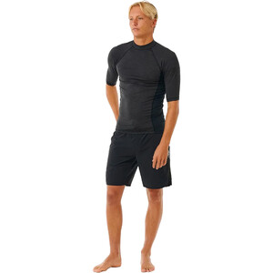 2024 Rip Curl Hombres Dawn Patrol Performance UPF Chaleco De Lycra De Manga Corta 14BMRV - Black Marled